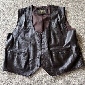 Leather Cult Custom Hand Crafted Hide Couture Brown Leather Vest – XL